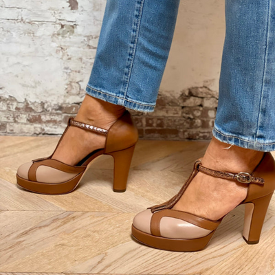 Viktoria | Riemchensandalen mit Plateau und runder Spitze