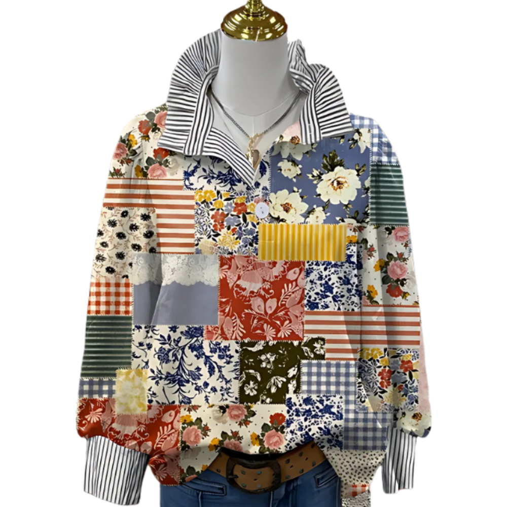 Luise | Bedruckte Bluse im Vintage-Stil