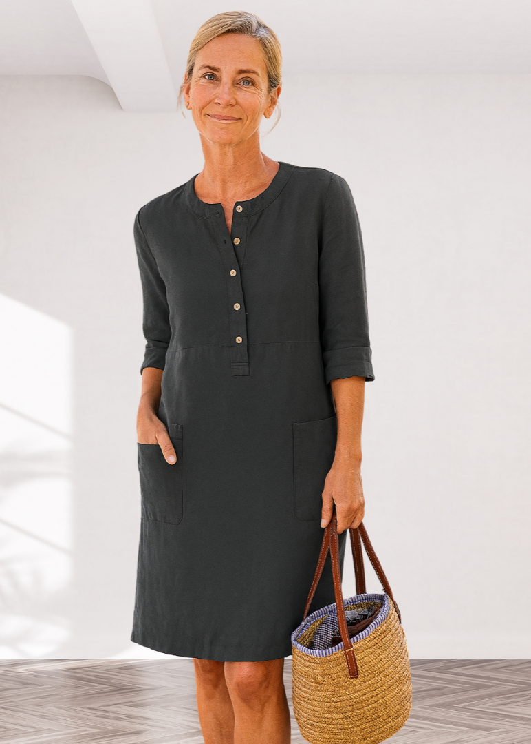 Eva | Gerade geschnittenes Kleid aus Baumwollmischung
