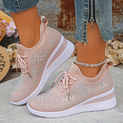 Svenja | Damen-Plateau-Sneaker mit Strasssteinen