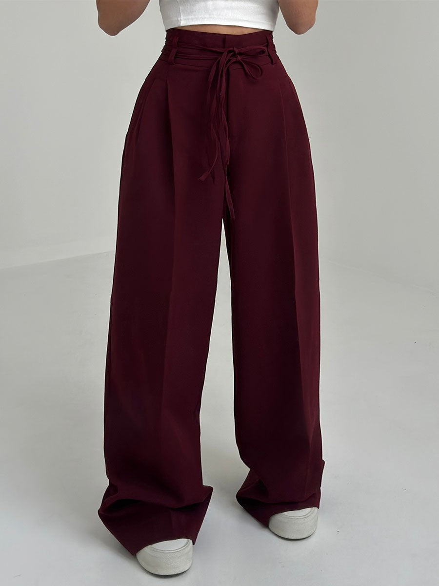 Francesca | Hochtaillierte Palazzo-Hose mit Bindegürtel