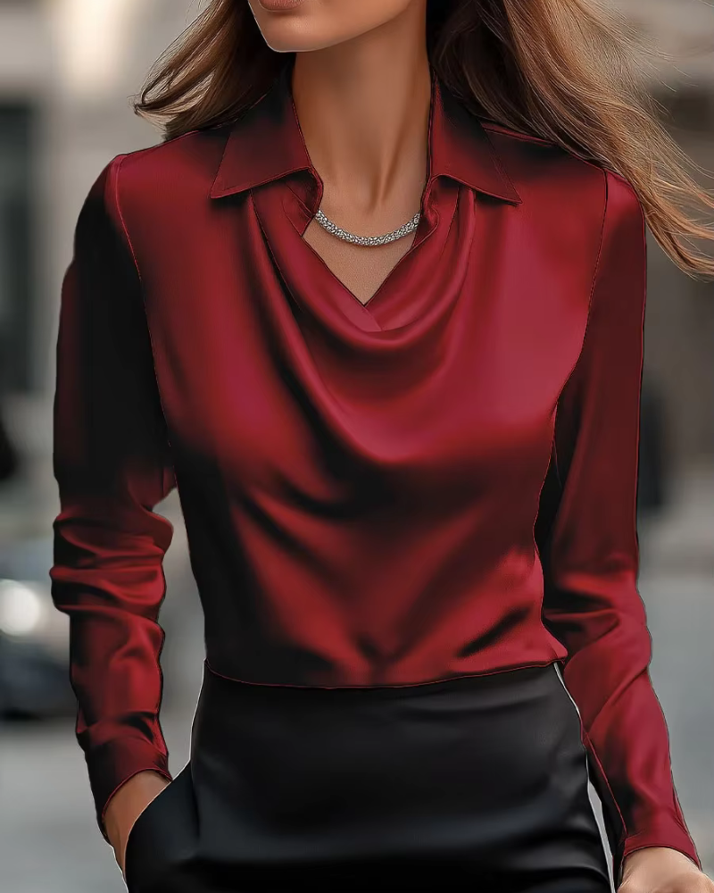Charlotte | Satinbluse mit drapiertem Ausschnitt
