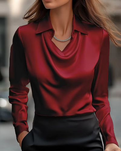 Charlotte | Satinbluse mit drapiertem Ausschnitt