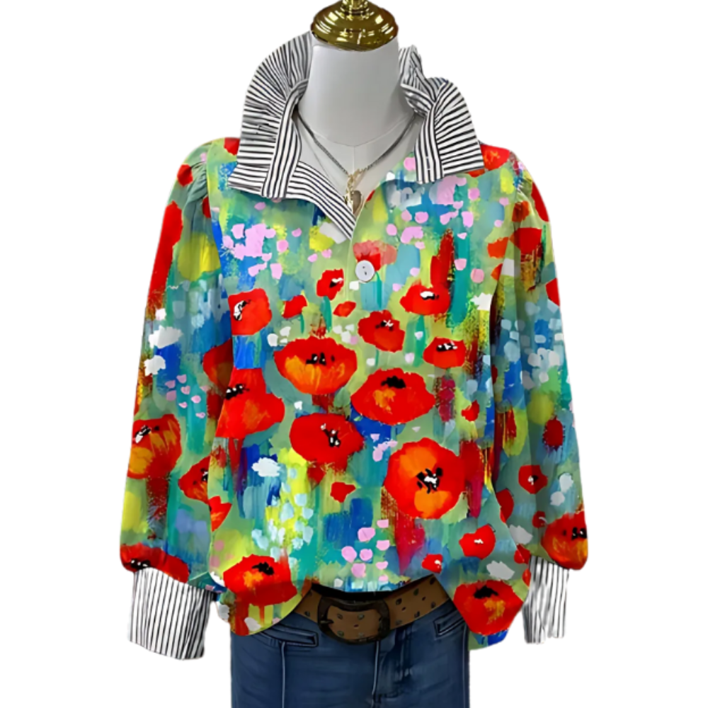 Luise | Bedruckte Bluse im Vintage-Stil