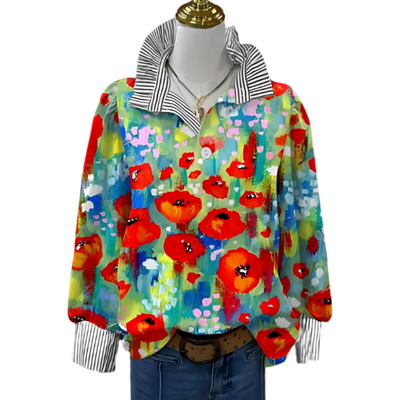 Luise | Bedruckte Bluse im Vintage-Stil