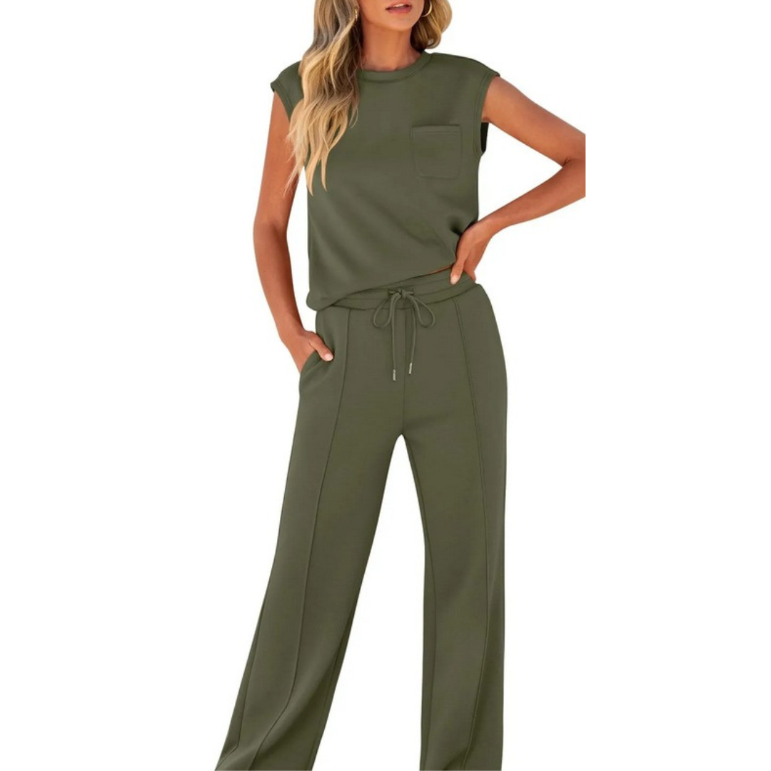Leonie | Zweiteiliges Set mit ärmellosem Top und Hose mit Kordelzug