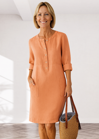Eva | Gerade geschnittenes Kleid aus Baumwollmischung
