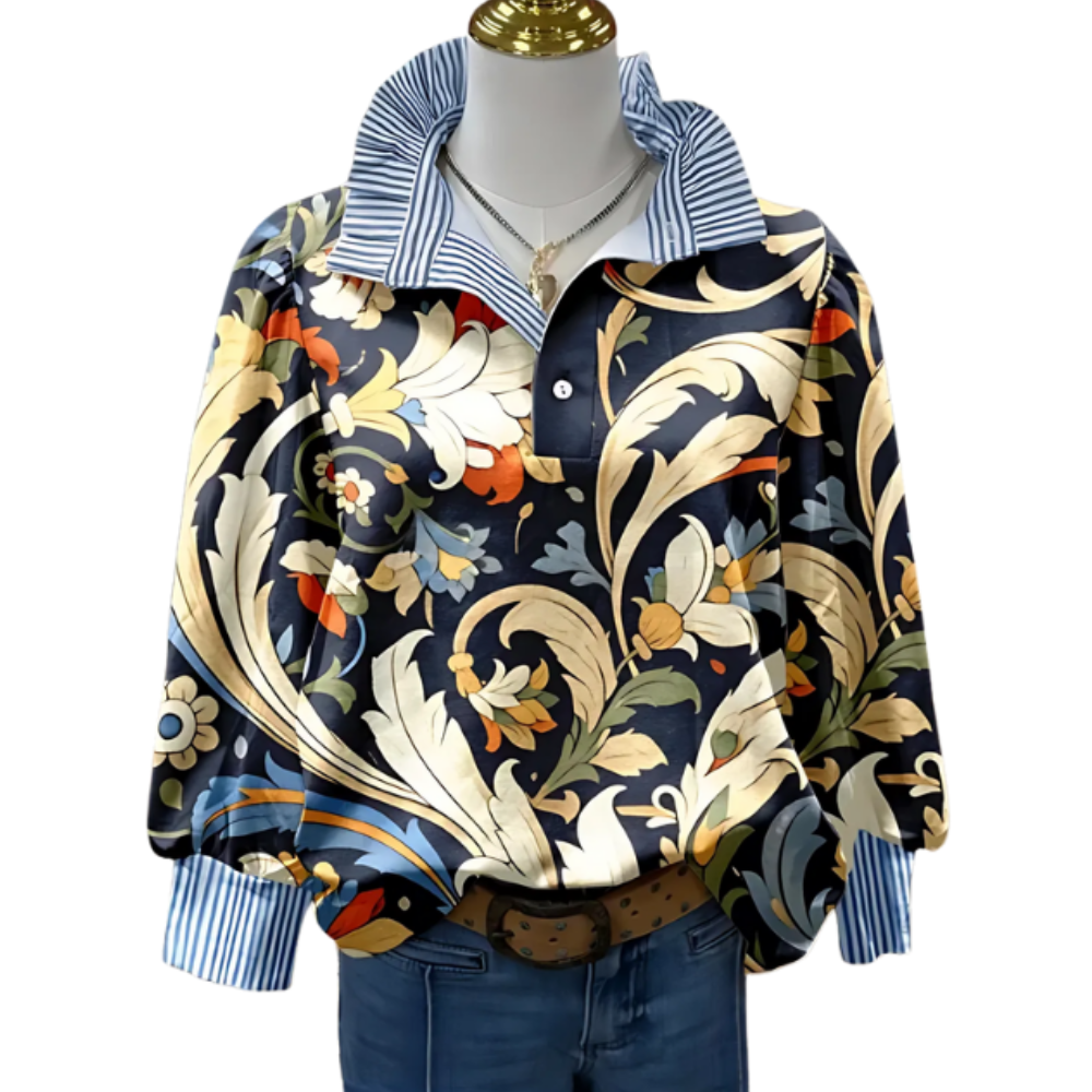 Luise | Bedruckte Bluse im Vintage-Stil