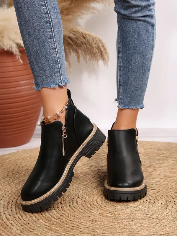 Adelheid | Wildleder-Stiefeletten mit Blockabsatz