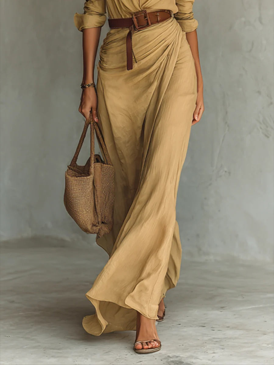 Agnès | Maxikleid-Hemd mit Reverskragen und Wickelrock