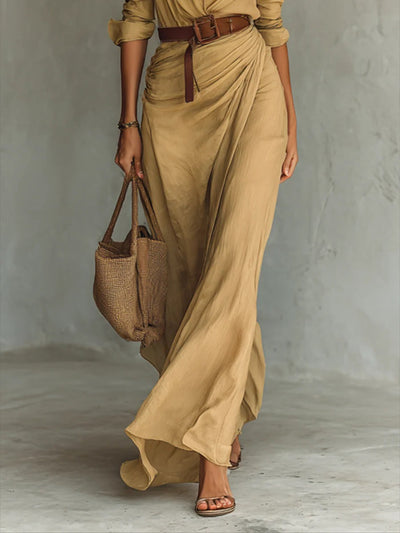 Agnès | Maxikleid-Hemd mit Reverskragen und Wickelrock