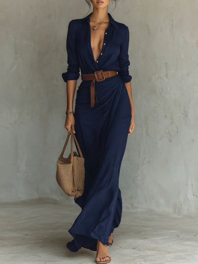 Agnès | Maxikleid-Hemd mit Reverskragen und Wickelrock