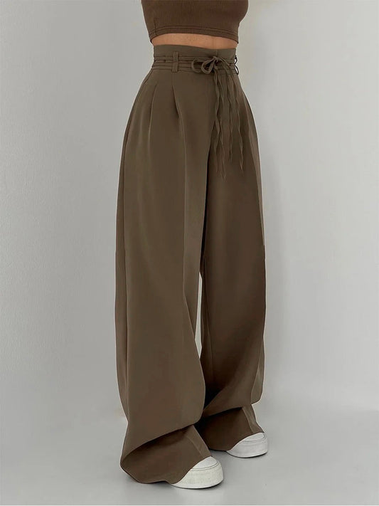 Francesca | Hochtaillierte Palazzo-Hose mit Bindegürtel