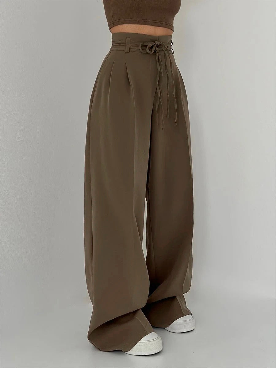 Francesca | Hochtaillierte Palazzo-Hose mit Bindegürtel