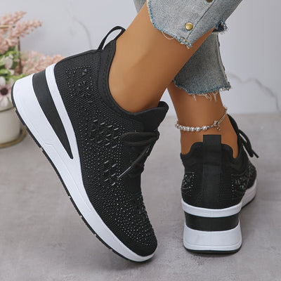 Svenja | Damen-Plateau-Sneaker mit Strasssteinen