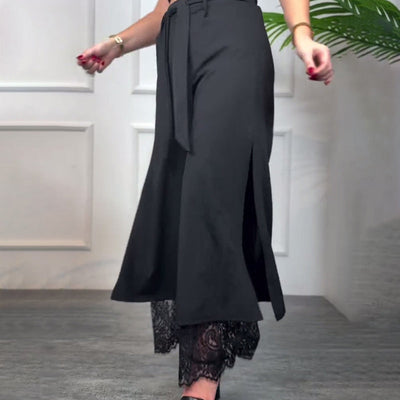 Elisabeth | Palazzo-Hose mit durchsichtigen Spitzeinsätzen