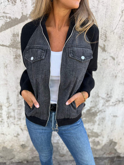 Amalie | Patchwork-Bomberjacke im Trucker-Stil