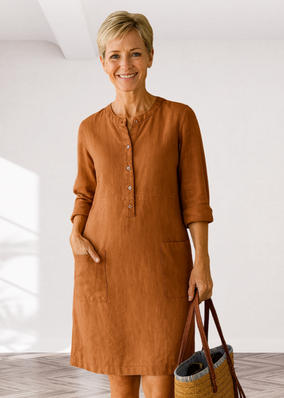 Eva | Gerade geschnittenes Kleid aus Baumwollmischung