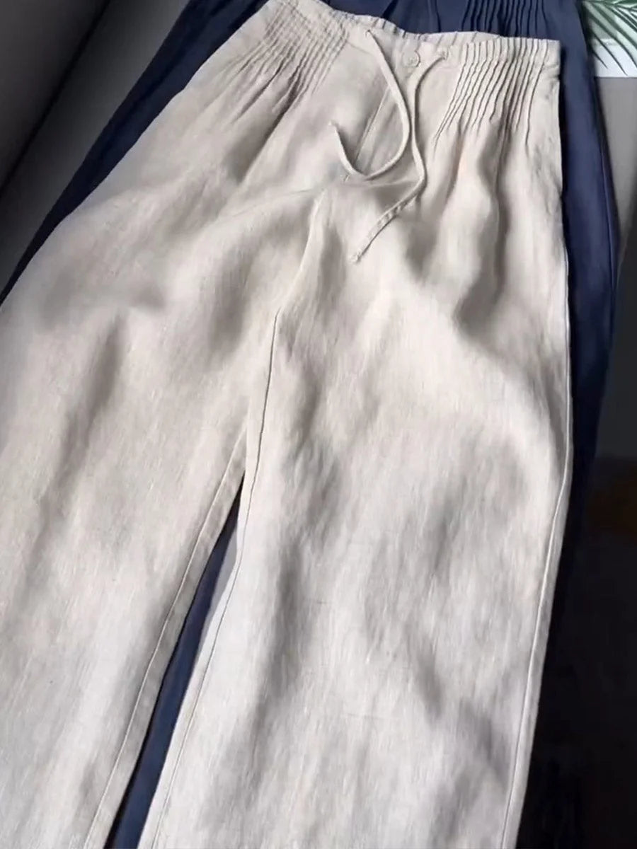 Doris | Weite Baumwollhose mit Kordelzug