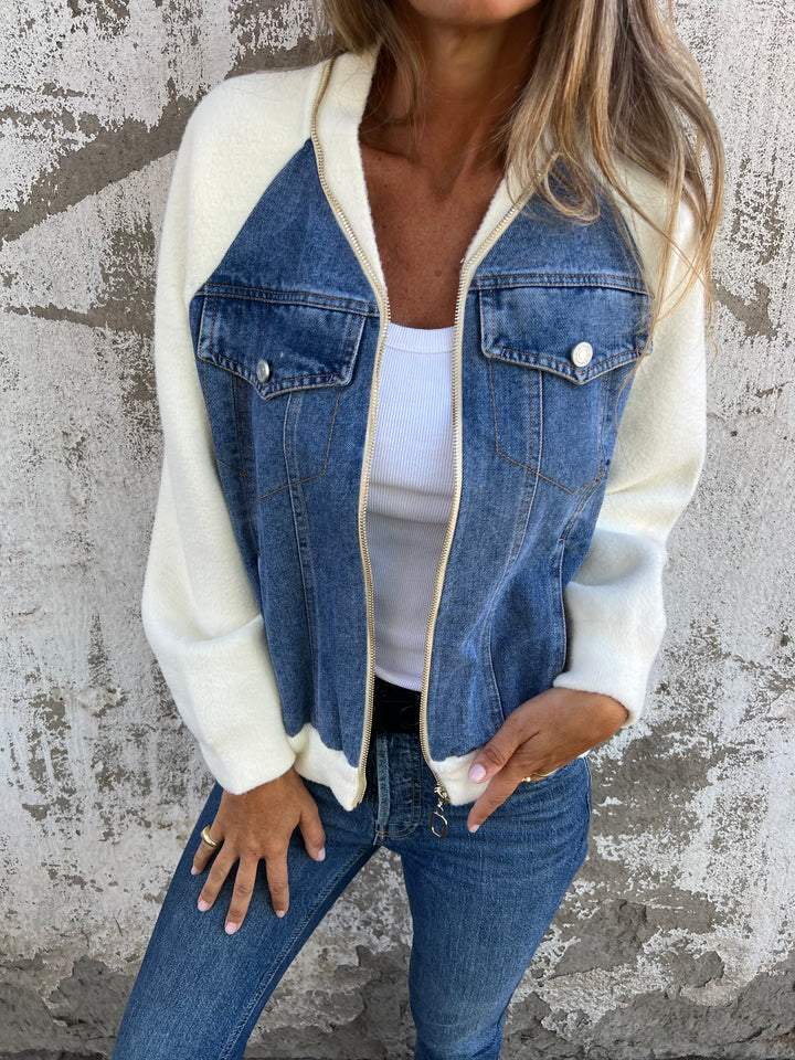 Amalie | Patchwork-Bomberjacke im Trucker-Stil