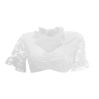 Hannelore | Weiße Spitzen-Dirndlbluse mit Herz-Ausschnitt