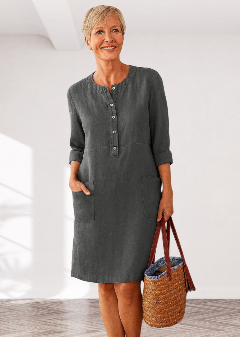 Eva | Gerade geschnittenes Kleid aus Baumwollmischung