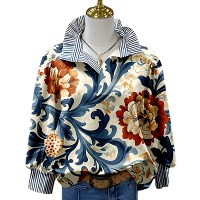 Luise | Bedruckte Bluse im Vintage-Stil