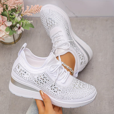 Svenja | Damen-Plateau-Sneaker mit Strasssteinen