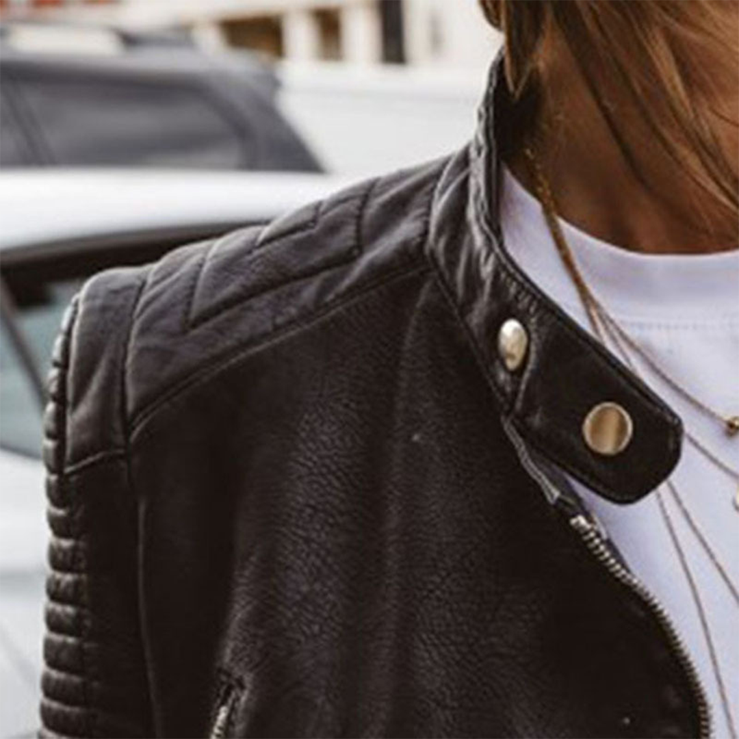 Mathilda | Slim-Fit-Bikerjacke mit Stehkragen