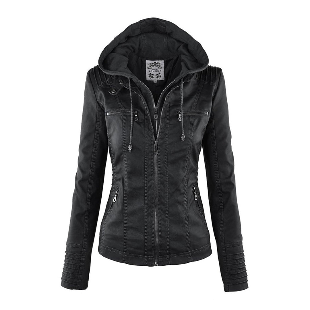 Kiana | Bikerjacke mit Kapuze und taillierter Passform