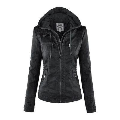 Kiana | Bikerjacke mit Kapuze und taillierter Passform