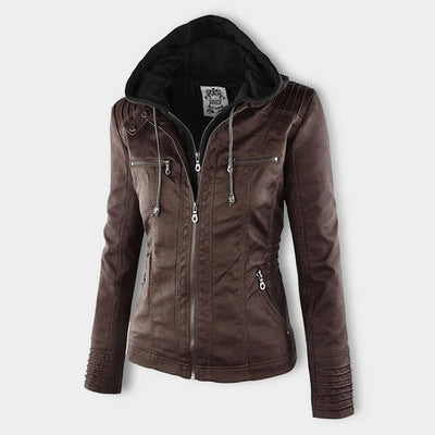 Kiana | Bikerjacke mit Kapuze und taillierter Passform
