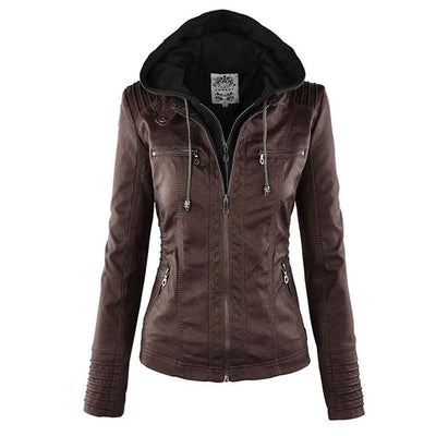 Kiana | Bikerjacke mit Kapuze und taillierter Passform