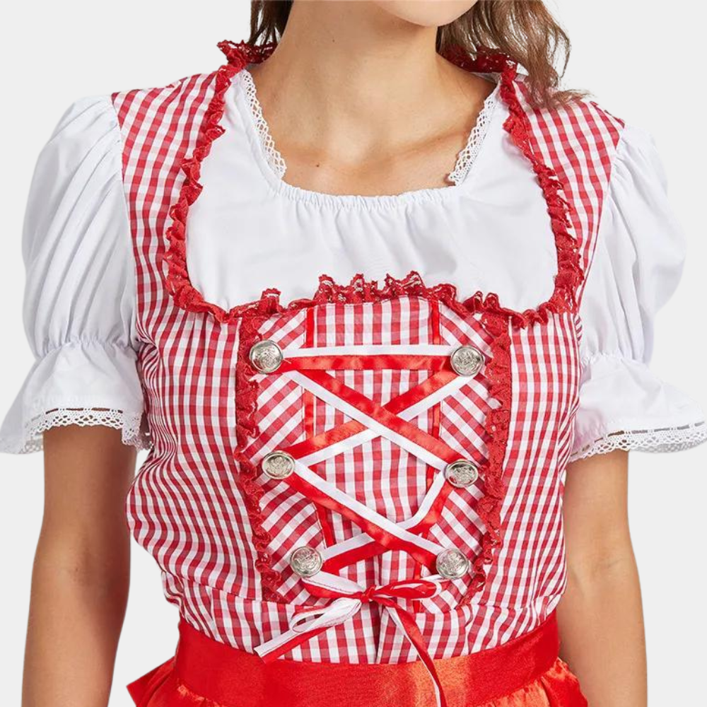 Isabella | Elegantes Rotes Dirndl Kleid für Oktoberfest