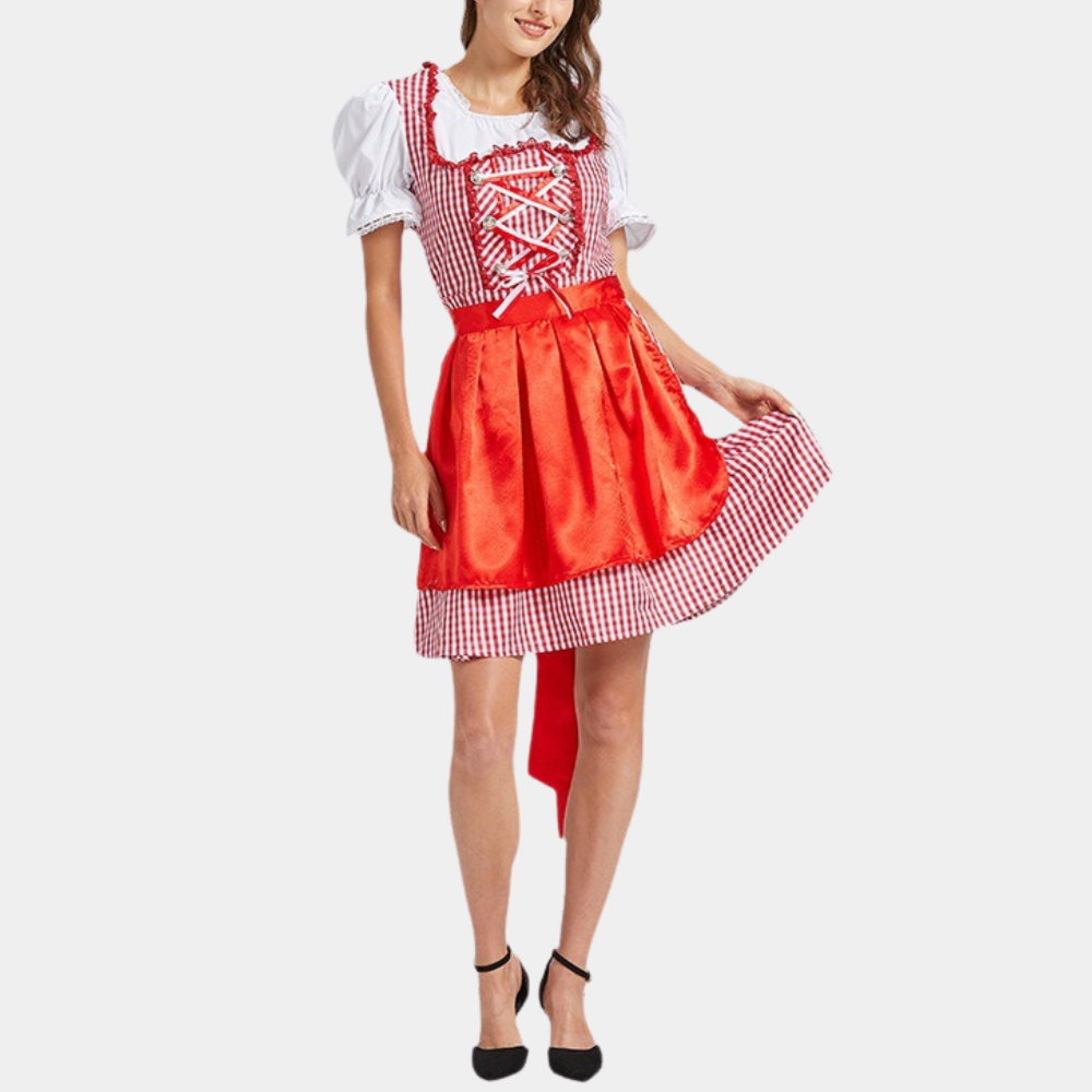 Isabella | Elegantes Rotes Dirndl Kleid für Oktoberfest