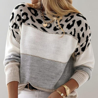 Luzia | Gestrickter Pullover mit Leopardenmuster