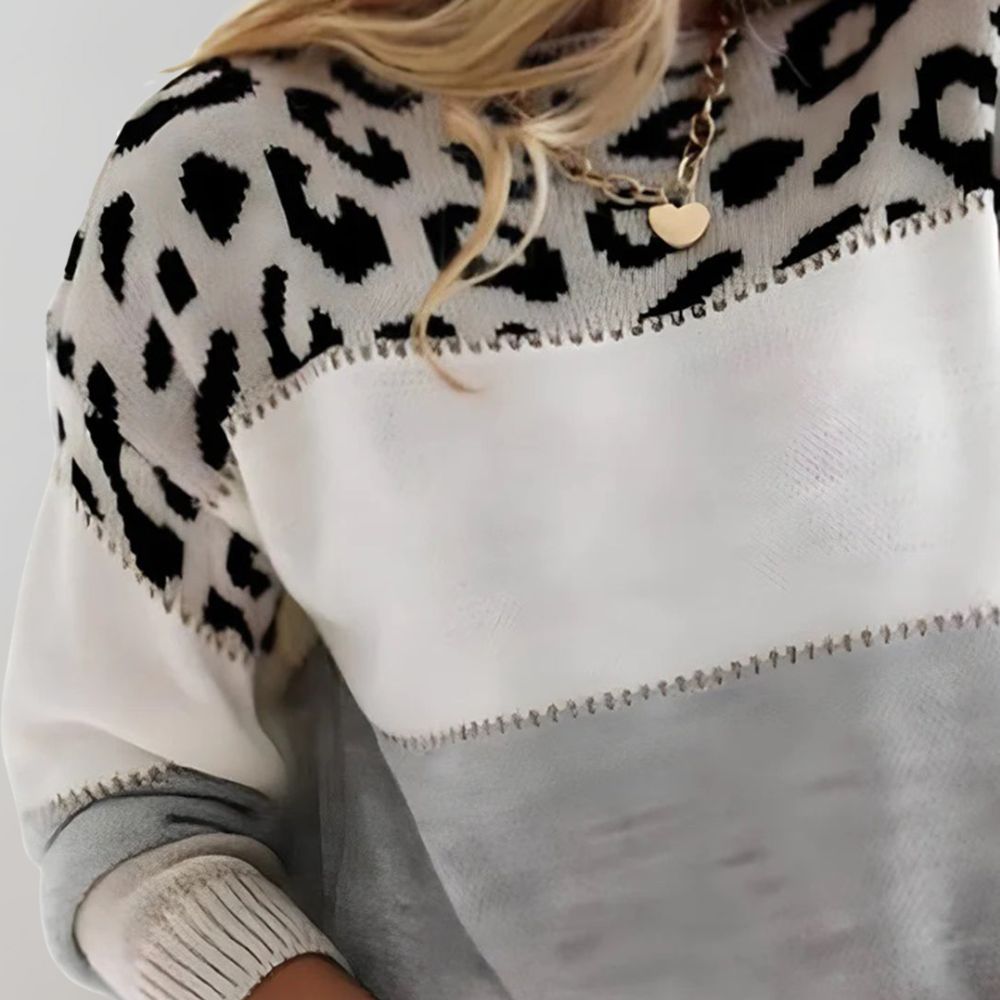 Luzia | Gestrickter Pullover mit Leopardenmuster