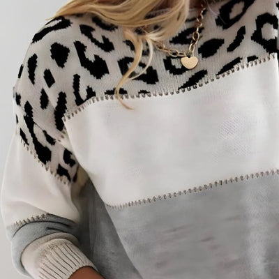 Luzia | Gestrickter Pullover mit Leopardenmuster