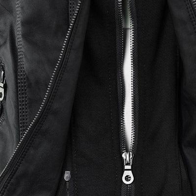Kiana | Bikerjacke mit Kapuze und taillierter Passform