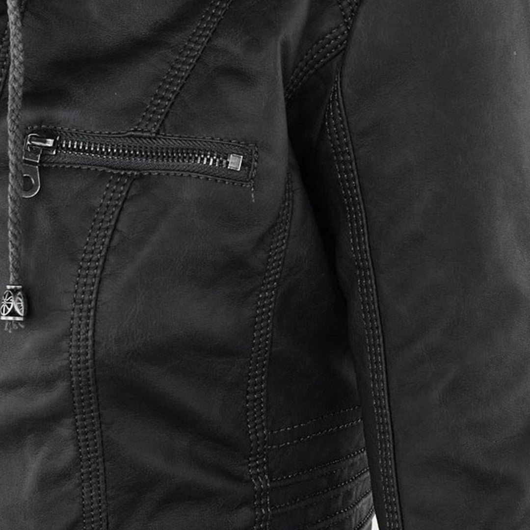 Kiana | Bikerjacke mit Kapuze und taillierter Passform