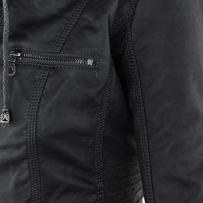 Kiana | Bikerjacke mit Kapuze und taillierter Passform