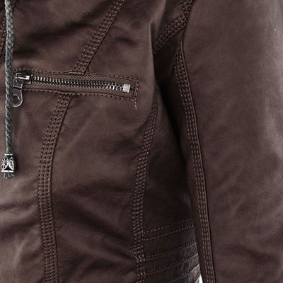 Kiana | Bikerjacke mit Kapuze und taillierter Passform