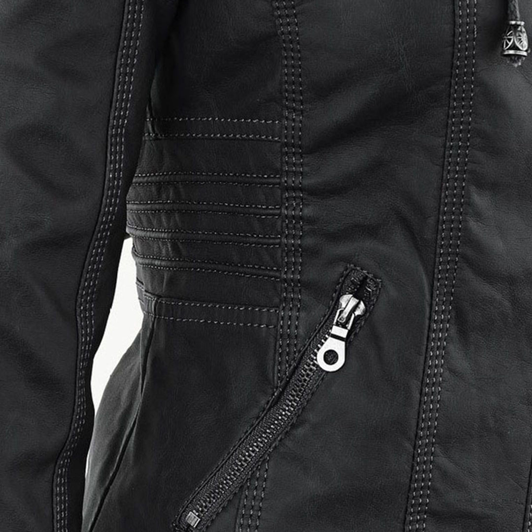 Kiana | Bikerjacke mit Kapuze und taillierter Passform