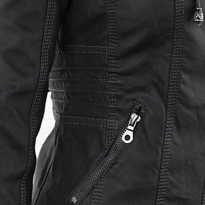 Kiana | Bikerjacke mit Kapuze und taillierter Passform