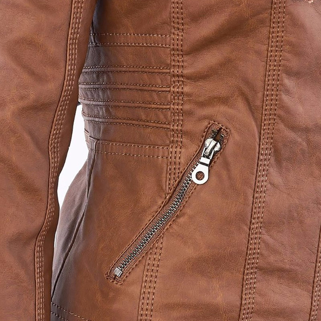 Kiana | Bikerjacke mit Kapuze und taillierter Passform