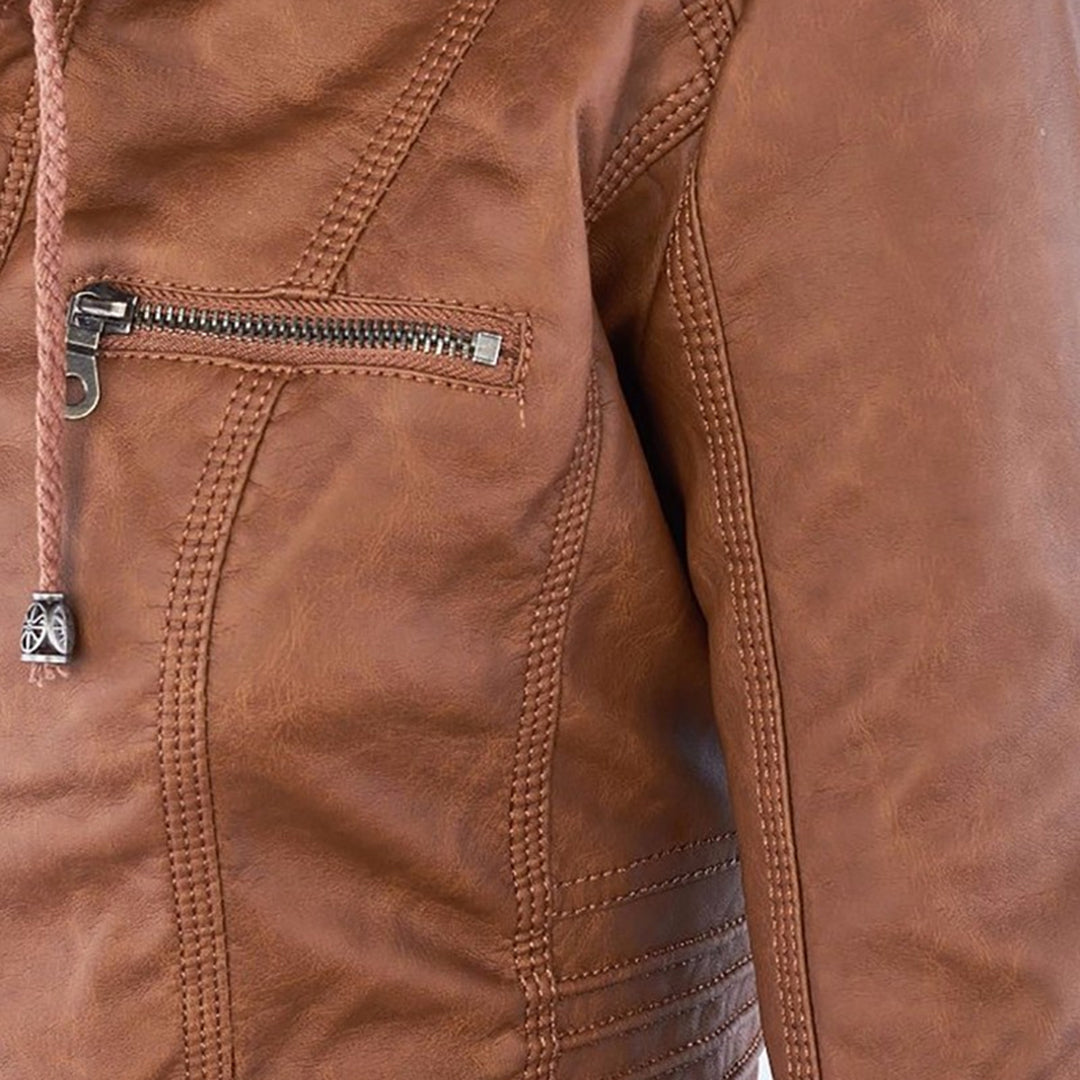 Kiana | Bikerjacke mit Kapuze und taillierter Passform