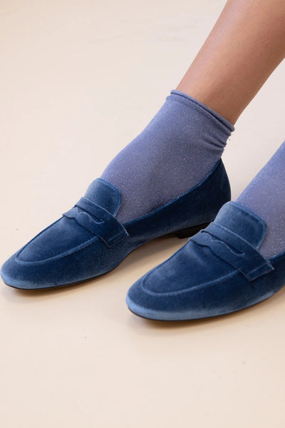 Isolde | Mitternachtsblaue Samt-Loafer