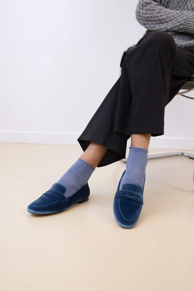 Isolde | Mitternachtsblaue Samt-Loafer