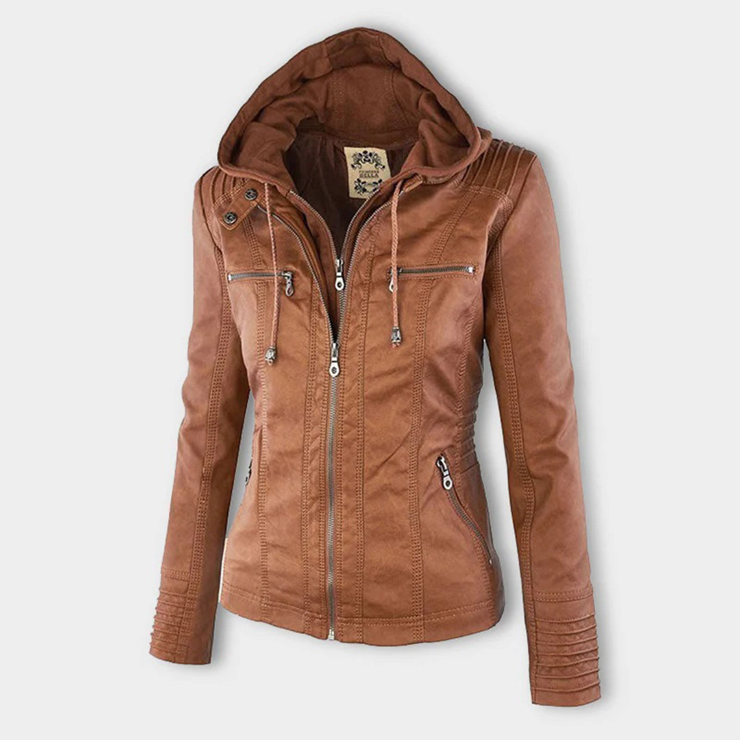 Kiana | Bikerjacke mit Kapuze und taillierter Passform