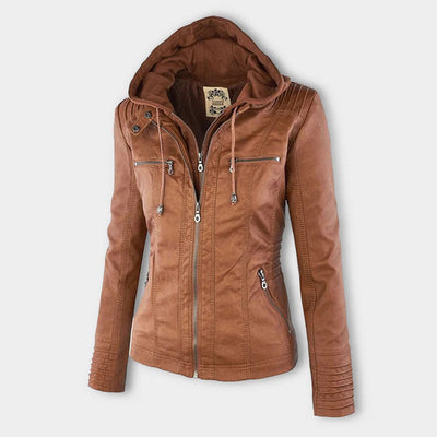 Kiana | Bikerjacke mit Kapuze und taillierter Passform